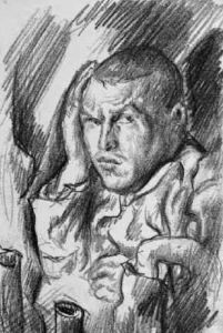 Otto Dix, »Selbstbildnis im Unterstand«, 1916