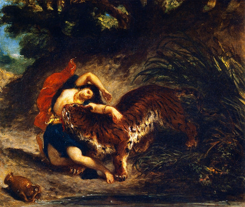 Eugéne Delacroix, Junge Frau von einem Tiger attackiert, Öl auf Leinwand, 1856, Staatsgalerie Stuttgart