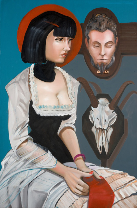 Der Mann als Trophäe - Robin Zöffzig spielt mit Witz & Antike in seinem Bilderzyklus "Enter Hades" (Foto: Galerie Potemka)