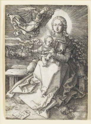 Albrecht Dürer, Maria, von einem Engel gekrönt, 1520, Kupferstich, Blatt: 13,3 x 10,3 cm, Staatsgalerie Stuttgart