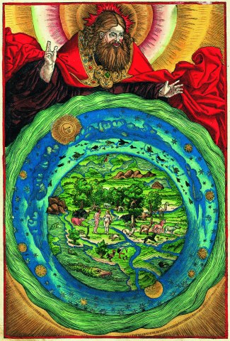 Die Nachbildungen der kolorierten Drucke aus dem frühen 16. Jahrhundert lassen die Epoche des Konfessionellen Zeitalters lebendig werden. Hier: Durch Gott "betreutes Leben" von Adam und Eva im Paradies. (Foto: Taschen / Presse 2016)