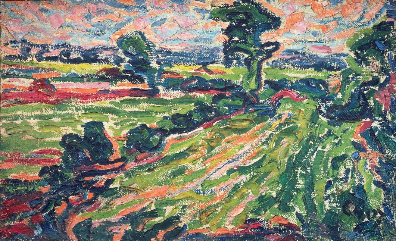 Max Pechstein, Blumengarten, 1907, Privatsammlung © 2017 Pechstein Hamburg/TökendorfErich Heckel, Marschland (Dangast), 1907, Brücke-Museum Berlin © Nachlass Erich Heckel, Hemmenhofen