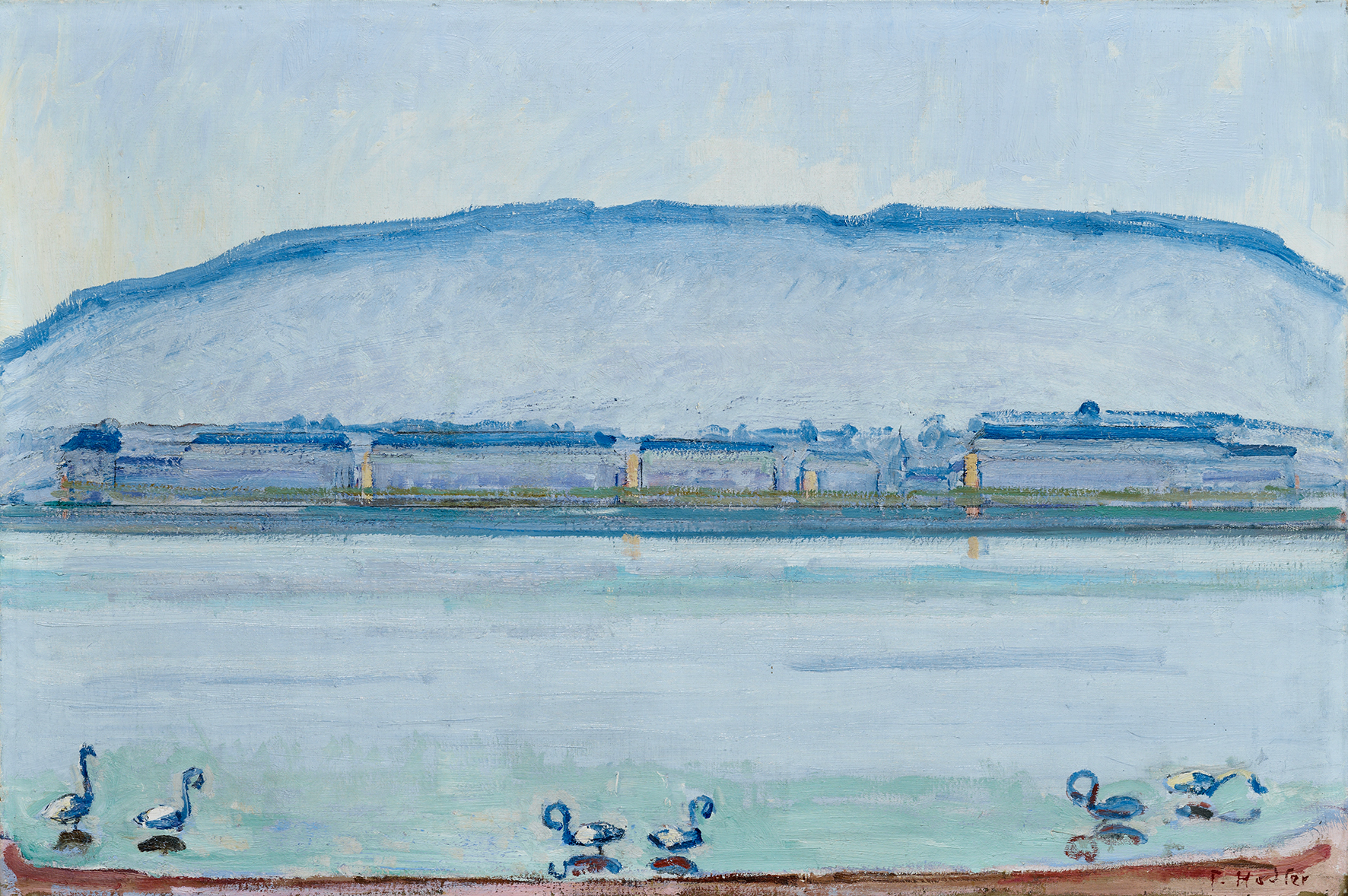 Ferdinand Hodler Genfersee mit Salève und Schwänen um 1914 © Privatsammlung Schweiz Foto: Peter Schälchli, Zürich