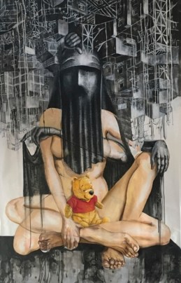 Shaima Sobhy: Covered Woman, 2017, 107 x150 cm, Acryl auf Leinwand