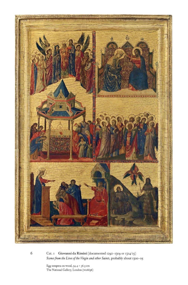 Giovanni da Rimini, Szenen aus den Leben der Jungfrau und anderer Heiligen (Foto: National Gallery London 2017, Screenshot aus dem Buch "Scenes from the Lives of the Virgin and other Saints" von Anna Koopstra)