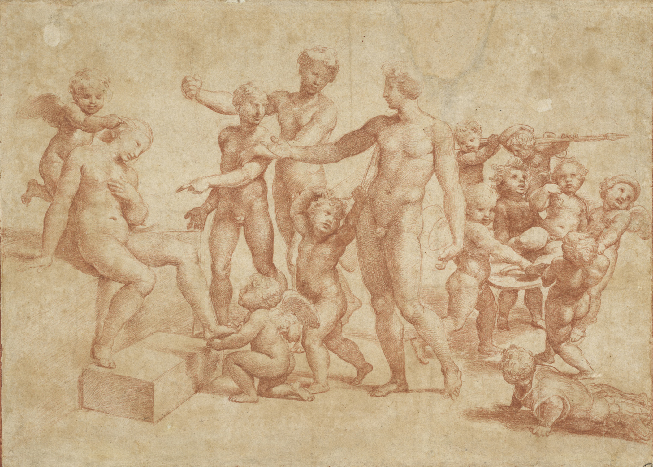 Die Hochzeit von Alexander und Roxane, Rötel über Metallgriffelvorzeichnung, um 1517, Albertina Wien, Inv.-Nr. 17634 (Bild: Presse / Repro / Albertina Wien 2017)