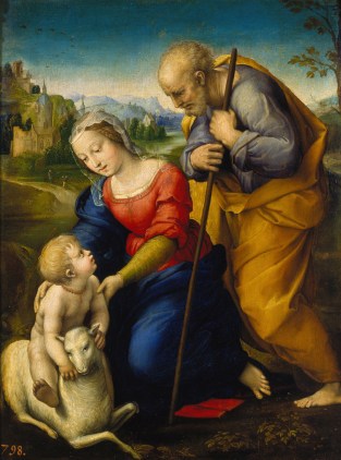 Raffael, Die heilige Familie mit dem Lamm. Öl auf Holz, 1507, Museo Nacional del Prado Madrid (Bild: Presse / Repro / Albertina Wien 2017)