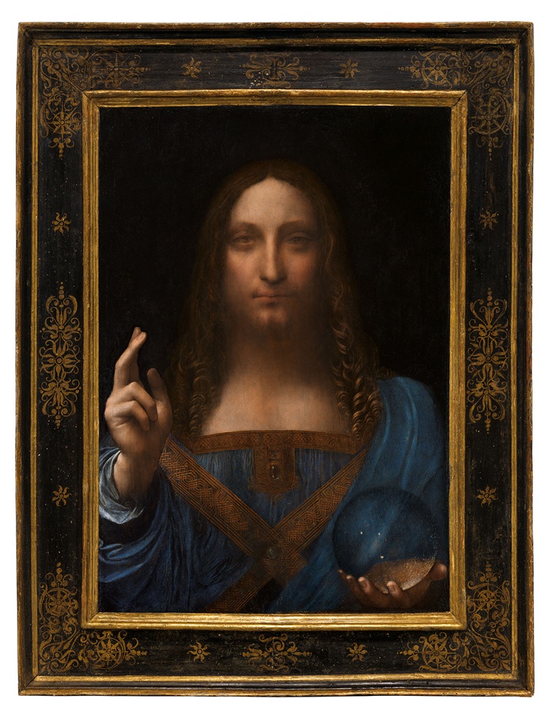 Leonardo da Vinci (1452-1519) Salvator Mundi oil on panel 25 7/8 x 18 in. (65.7 x 45.7 cm.) Painted circa 1500. (Foto: Christie's Presse 2017)