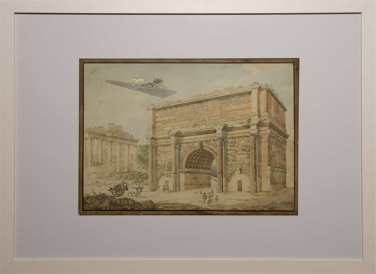 Riccardo Mayr,
Arc of Constantine and Star Destroyer After Franz Kaisermann, 1765-1833, Etchings with hand coloring, 297×422 mm (Copyright: Gallery 30South 2018 / Press)