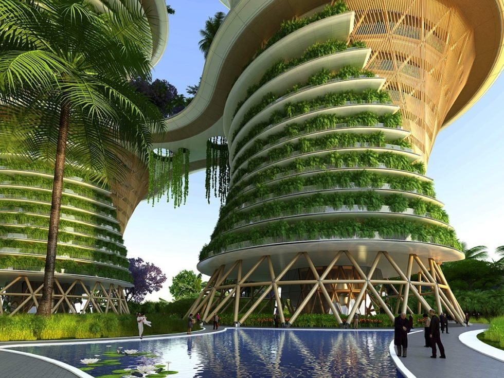 In Indien entstehen die Hyperiontürme. SIe nehmen die für Indien typische Dorfstrukturen in sich auf. (Copyright/Foto: Vincent Callebaut Architectures)