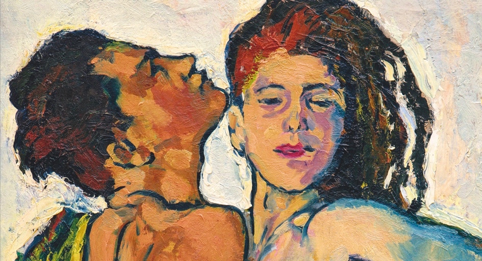 Kolo Moser, "Liebespaar" (1914), Öl auf Leinwand, Leopold Privatsammlung.