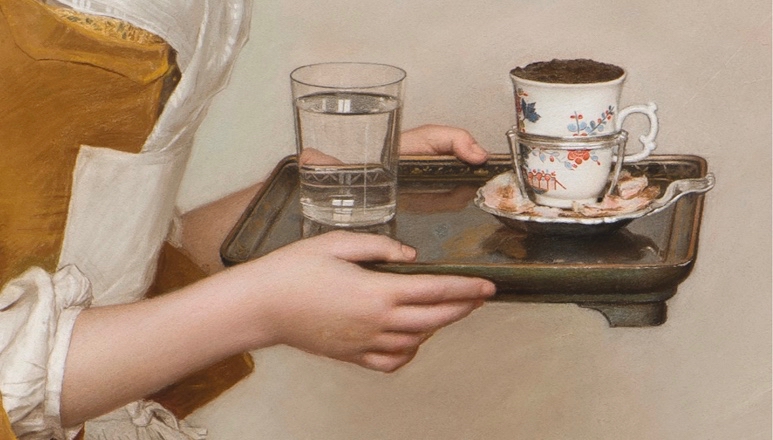 Detail des "Schokoladenmädchens" von Liotard (Copyright: Hirmer Verlag / Presse & SKD 2018 ff.)