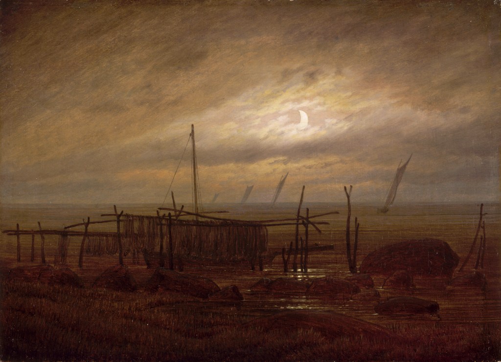 Caspar David Friedrich Küstenlandschaft im Mondschein, 1818 Öl auf Leinwand, 22 x 30,7 cm Paris, Musée du Louvre, Department of Paintings © bpk / RMN - Grand Palais / Musée du Louvre, Foto: Jean-Gilles Berizzi